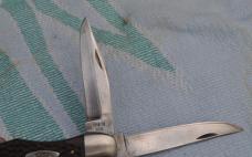 Case XX USA 2 Blade Folding Hunter 6265 SAB Light Use Crashing Snap Both Lanyard Hole Jigged Wood