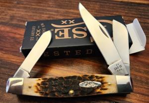 2025 Case Amber Bone Peach Seed Jig Large Stockman 6375 SS