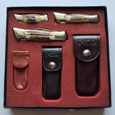 Vintage Schrade I*XL GS-234 Lockback 3-Knife Limited Edition Set - Genuine Stag - Snap-on Exclusive 