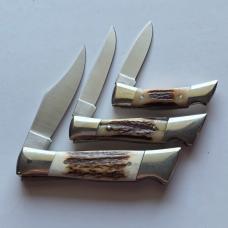 Vintage Schrade I*XL GS-234 Lockback 3-Knife Limited Edition Set - Genuine Stag - Snap-on Exclusive 