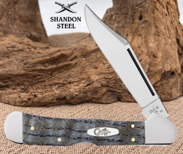 Case XX Copperlock Blue Curly Oak Wood 47494 Stainless Pocket Knife Case XX Copperlock Blue Curly Oak Wood 47494 Stainless Pocket Knife