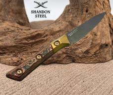 Microtech Paring Knife Livewire Carbon Fiber/Bronze Titanium Bolster Handle USA