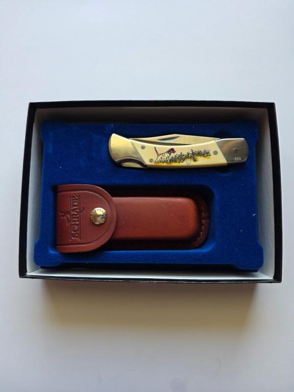 1995 Schrade USA Sporting Dogs "English Pointer" Lockback - 100% Mint In Box - Serial #1399