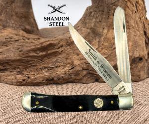 Smith amp Wesson USA Vintage Buffalo Horn Handle Folding Trapper Pocket Knife -134