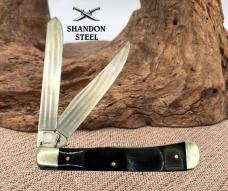 Smith & Wesson USA Vintage Buffalo Horn Handle Folding Trapper Pocket Knife -134