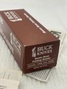 Buck 1990 Model 110BB Brown Bone Folding Lockback Hunter Made In USA New In Box