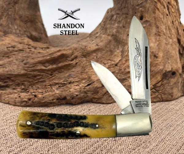 Parker Cut Co Eagle Brand Japan Vintage 2 Blade Jack Folding Pocket Knife (143) Parker Cut Co Eagle Brand Japan Vintage 2 Blade Jack Folding Pocket Knife (143)