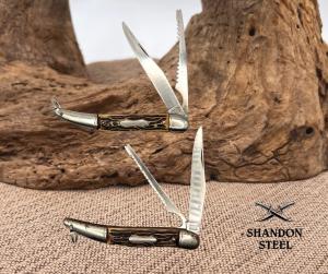 COLONIAL KNIFE Lot of Two Vintage USA Stainless Fishing Folding Fish Knife (153)