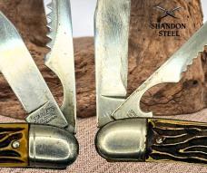 COLONIAL KNIFE Lot of Two Vintage USA Stainless Fishing Folding Fish Knife (153)