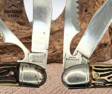 COLONIAL KNIFE Lot of Two Vintage USA Stainless Fishing Folding Fish Knife (153)