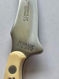 Vintage Schrade USA 155SC "The Mayflower" Scrimshaw Fixed Blade Knife - Mint In Box Bundle