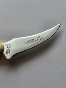 Vintage Schrade USA 155SC "The Mayflower" Scrimshaw Fixed Blade Knife - Mint In Box Bundle