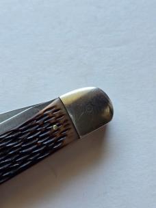 Vintage Schrade-Walden NY USA 225H Folding Hunter - Jigged Delrin - Carbon Steel Patina
