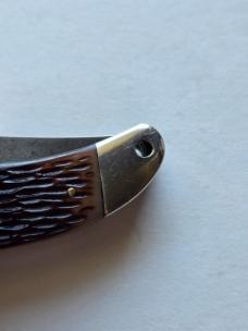 Vintage Schrade-Walden NY USA 225H Folding Hunter - Jigged Delrin - Carbon Steel Patina