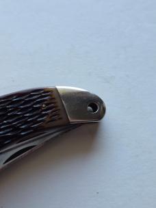 Vintage Schrade-Walden NY USA 225H Folding Hunter - Jigged Delrin - Carbon Steel Patina