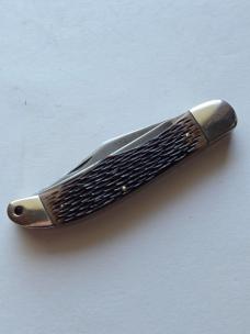Vintage Schrade-Walden NY USA 225H Folding Hunter - Jigged Delrin - Carbon Steel Patina