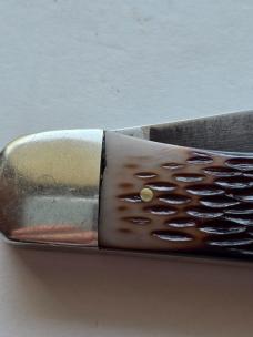 Vintage Schrade-Walden NY USA 225H Folding Hunter - Jigged Delrin - Carbon Steel Patina