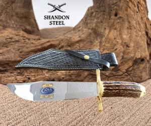 Case XX USA Stag Handle Clip Point Bowie Knife 100th Anniversary Leather Sheath