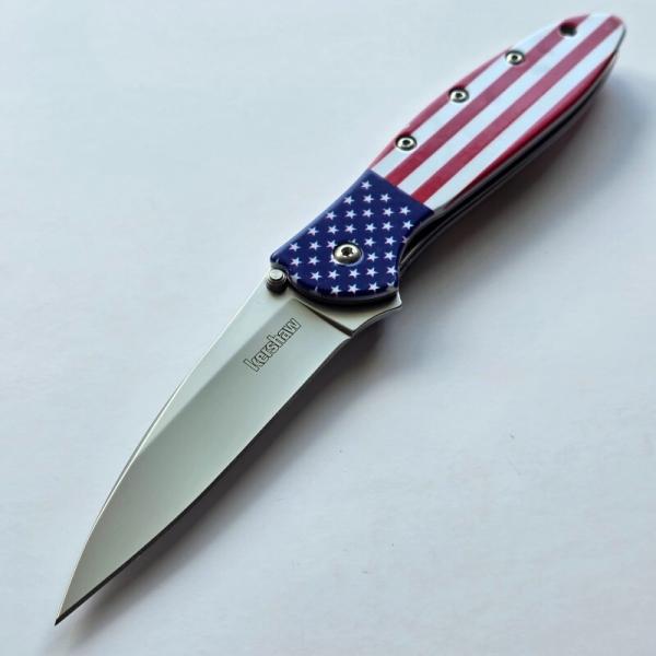 Kershaw 1660USA USA Flag Leek Assisted Flipper - Brand New Factory Second Blem Sandvik 14C28N Blade Kershaw 1660USA USA Flag Leek Assisted Flipper - Brand New Factory Second Blem Sandvik 14C28N Blade