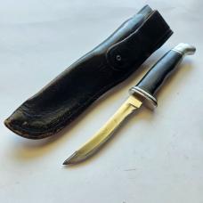 Vintage 1970s Buck 118 Personal Fixed Blade Knife - Original Leather Flap Sheath - USA Made