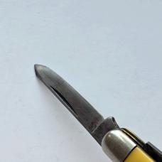 Vintage 1960s Ka-Bar 3 Blade Premium Stockman Knife - Yellow Composition Handles - USA Made