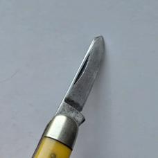 Vintage 1960s Ka-Bar 3 Blade Premium Stockman Knife - Yellow Composition Handles - USA Made