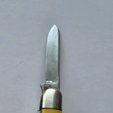 Vintage 1960s Ka-Bar 3 Blade Premium Stockman Knife - Yellow Composition Handles - USA Made