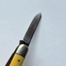 Vintage 1960s Ka-Bar 3 Blade Premium Stockman Knife - Yellow Composition Handles - USA Made