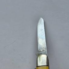 Vintage 1960s Ka-Bar 3 Blade Premium Stockman Knife - Yellow Composition Handles - USA Made
