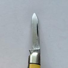 Vintage 1960s Ka-Bar 3 Blade Premium Stockman Knife - Yellow Composition Handles - USA Made