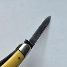 Vintage 1960s Ka-Bar 3 Blade Premium Stockman Knife - Yellow Composition Handles - USA Made
