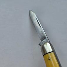 Vintage 1960s Ka-Bar 3 Blade Premium Stockman Knife - Yellow Composition Handles - USA Made
