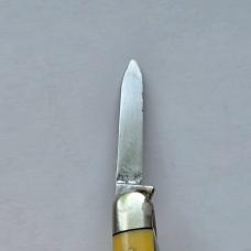 Vintage 1960s Ka-Bar 3 Blade Premium Stockman Knife - Yellow Composition Handles - USA Made