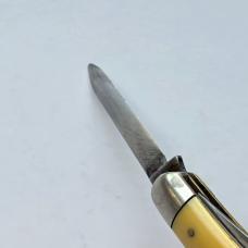 Vintage 1960s Ka-Bar 3 Blade Premium Stockman Knife - Yellow Composition Handles - USA Made