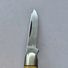 Vintage 1960s Ka-Bar 3 Blade Premium Stockman Knife - Yellow Composition Handles - USA Made
