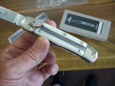Hubertus Knife Solingen, Germany Large Size 11 Beautiful Smooth White Bone Spear-Point UNUSED NIB