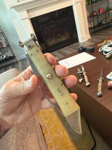 Vintage Olivetto Stamped Deer Foot Switchblade 12 3/4”