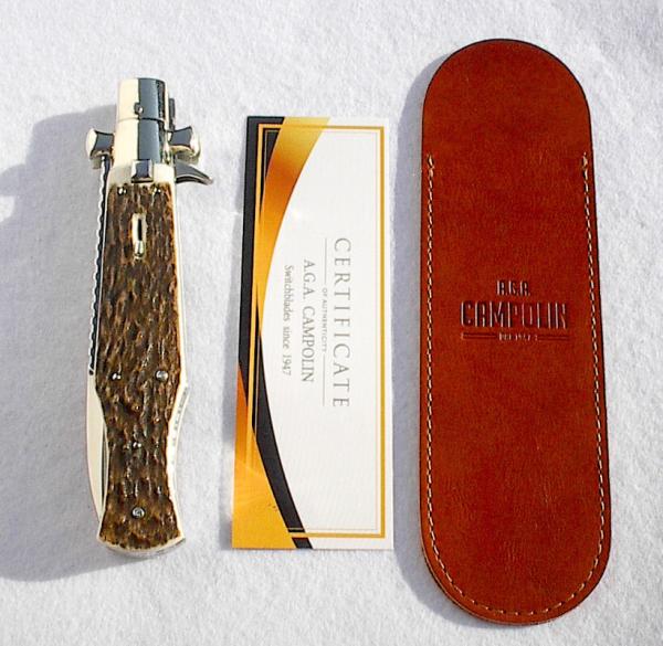 AGA CAMPOLIN "BLACK WIDOW" 11" BEAUTIFUL GENUINE STAG 5MM BLADE, FACTORY FILEWORK MANIAGO ITALY AGA CAMPOLIN "BLACK WIDOW" 11" BEAUTIFUL GENUINE STAG 5MM BLADE, FACTORY FILEWORK MANIAGO ITALY