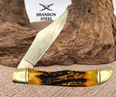 Hunters Classic NAHC Stainless 4" Blade Orange Jigged Bone Handle Folding Knife5