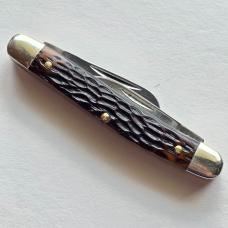 Vintage Schrade USA 808 Senior Stockman Pocket Knife - Classic Brown Jigged Delrin