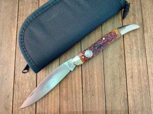 A.G. Russell Large Texas Toothpick Texas Ranger Commemorative 2003 European Red Deer Jigged Bone