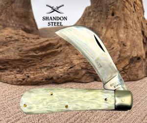 Hawkbill Folding Pocket Knife Wild Turkey Cracked Ice Hawkbill Pruner 65