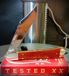 2025 1st Production Run Copperlock 101549L & 103087 Stockman Dark Red Burlap Micarta Carbon Steel