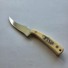 Vintage 1981 Schrade USA 152 Scrimshaw Sharpfinger Knife - Whale & Ship Scene - Boxed