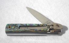 A.G.A. CAMPOLIN 6" BEAUTIFUL ABALONE SHELL SCALES AUTOMATIC LEVER LOCK MANIAGO ITALY