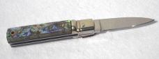 A.G.A. CAMPOLIN 6" BEAUTIFUL ABALONE SHELL SCALES AUTOMATIC LEVER LOCK MANIAGO ITALY