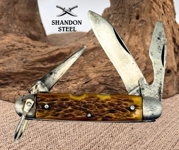 VINTAGE HIGH CARBON STEEL USA JIGGED BONE SCOUT CAMP POCKET KNIFE KNIVES (66) VINTAGE HIGH CARBON STEEL USA JIGGED BONE SCOUT CAMP POCKET KNIFE KNIVES (66)
