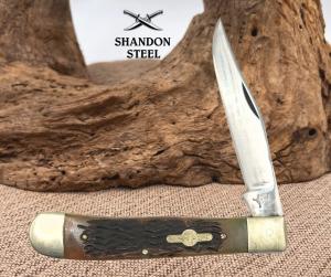 German Bull Trapper Folding PocketKnife Single Clip Point Blade Bone Handle 66