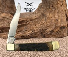 German Bull Trapper Folding PocketKnife Single Clip Point Blade Bone Handle (66)