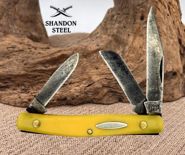 Schrade 835Y Stockman 3 3/8" Closed Yellow Folding Pocket Knife Made In USA (78) Schrade 835Y Stockman 3 3/8" Closed Yellow Folding Pocket Knife Made In USA (78)